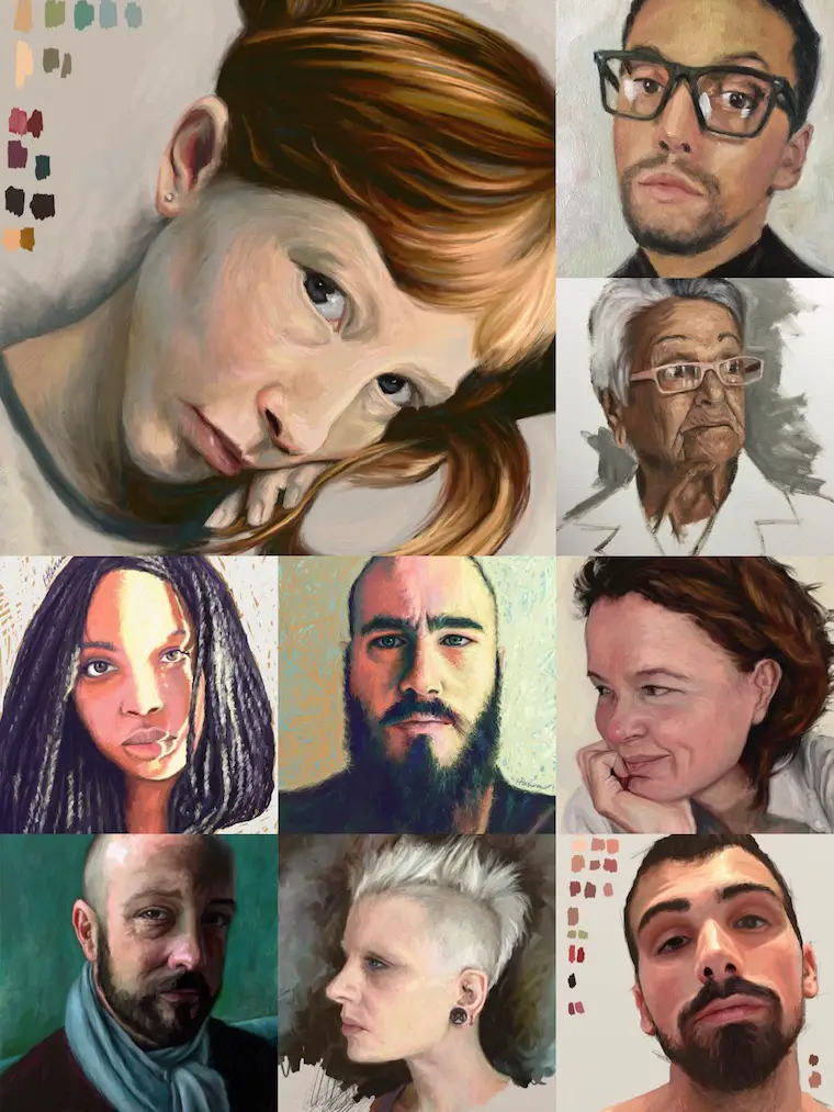 Portrait Painting Challenge Collage