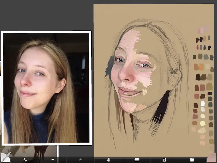 Paint on the iPad step-by-step portrait in ArtRage painting step 3