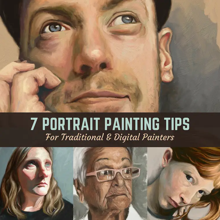 7 Portrait Painting Tips From The #30faces30days Challenge title slide