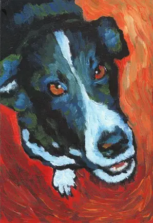 Painting black fur Raymond Acrylic Shelley Hanna dog pointer