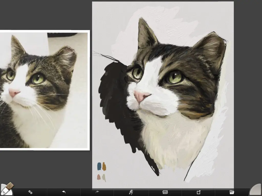 Cat digital painting tutorial step 9 adding complementary colors to fur