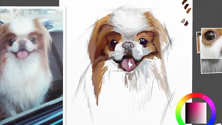 Step 4 painting a dog portrait