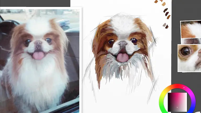 Step 5 painting a dog portrait