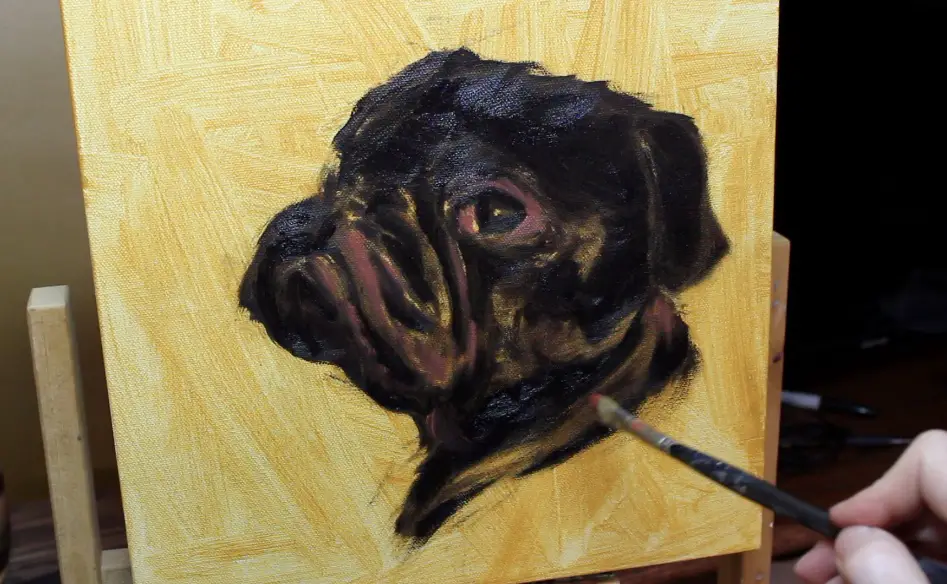 step 3 pet portrait painting a pug