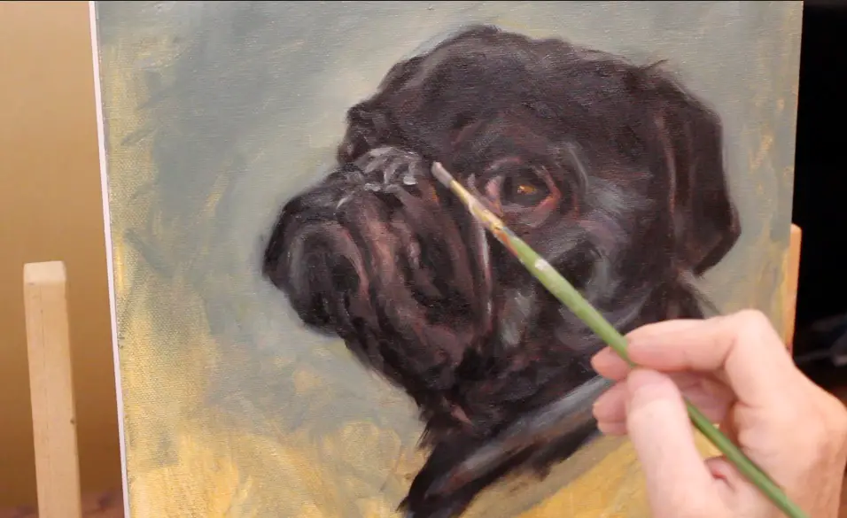 step 5 pet portrait painting a pug