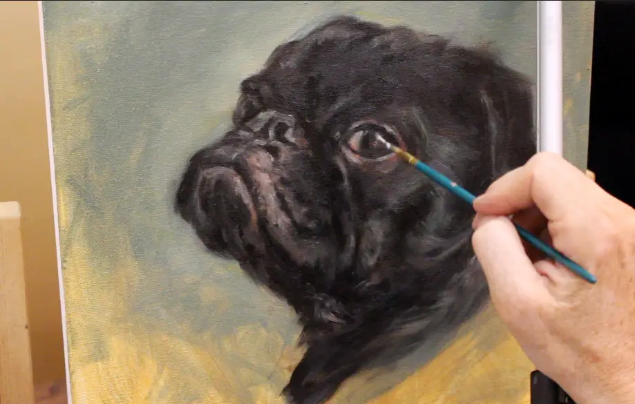 Step 7 black pug dog oil painting shelley hanna tutorial how to