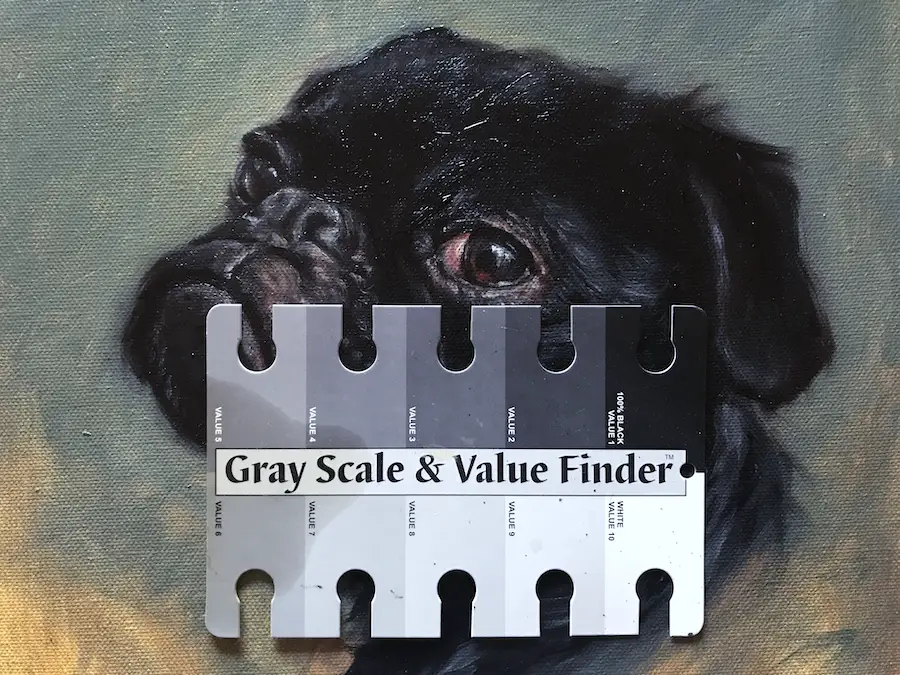 Pug with gray scale value finder