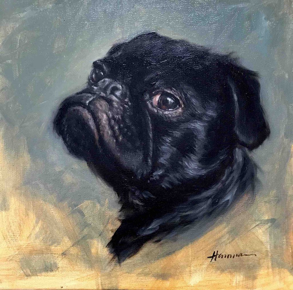 signed painting of pug