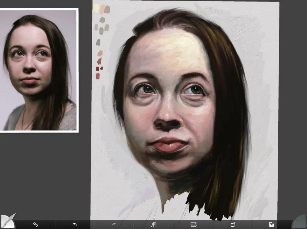 Changine up tone and color swatches on digital portrait
