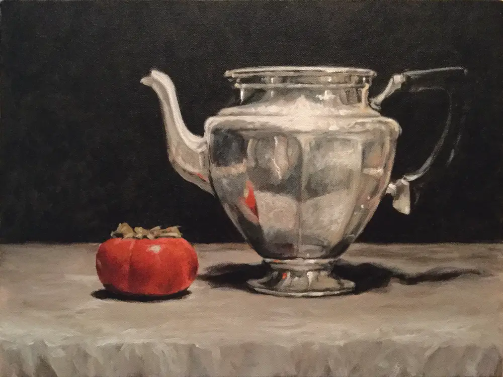 teapot with persimmon