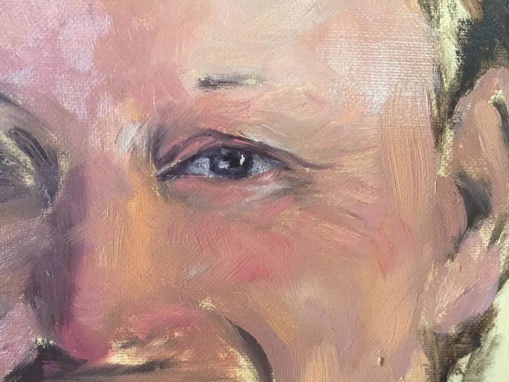 Close up of portrait skin tones and eye